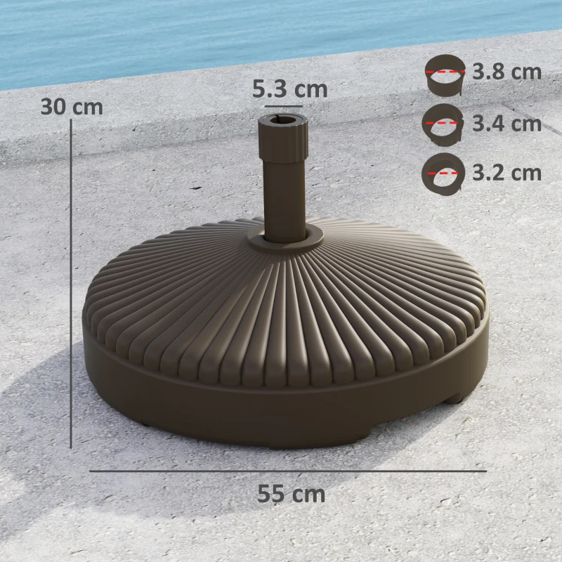 Outsunny Garden Parasol Base Holder, 28kg Sand Filled, 23kg Water Filled, Sun Umbrella Base Outdoor Umbrella Stand Weight, Brown