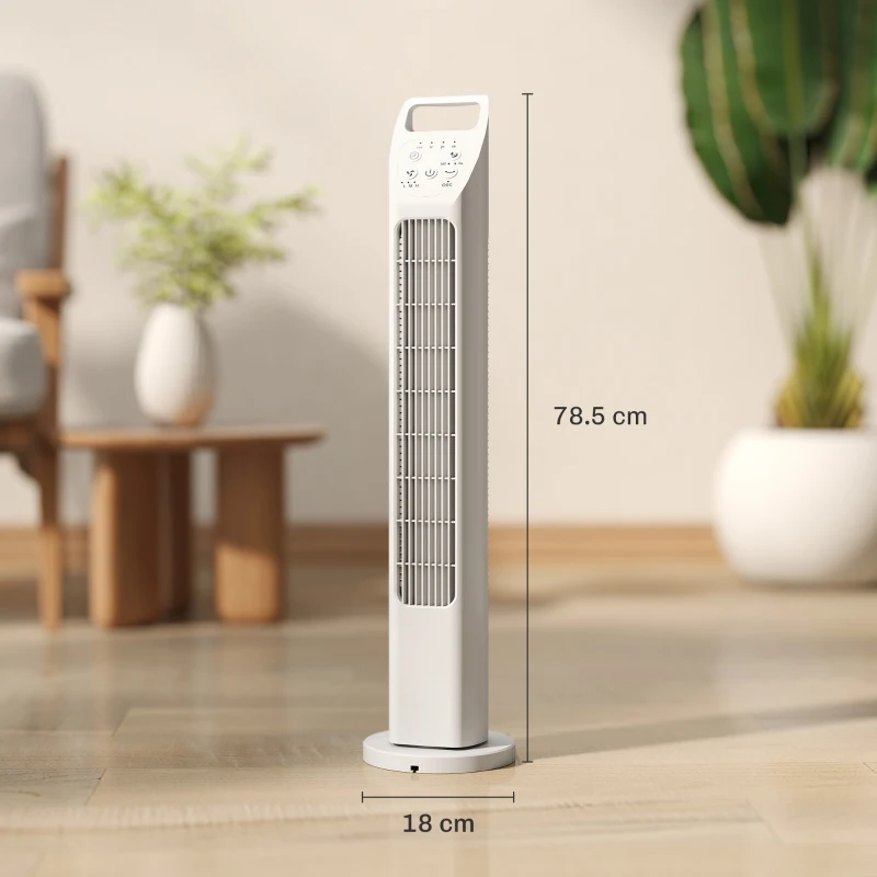 HOMCOM Ventilatore a torre silenzioso con telecomando e timer 7,5 h, Bianco