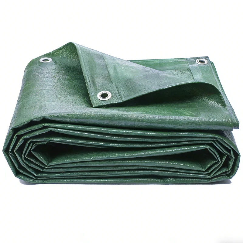 Outsunny Prelată impermeabilă pentru exterior 4x6 m Prelată PE 90 g/m² Protecție UV cu ocheți întăriți pentru lemne, mobilier de grădină, Verde