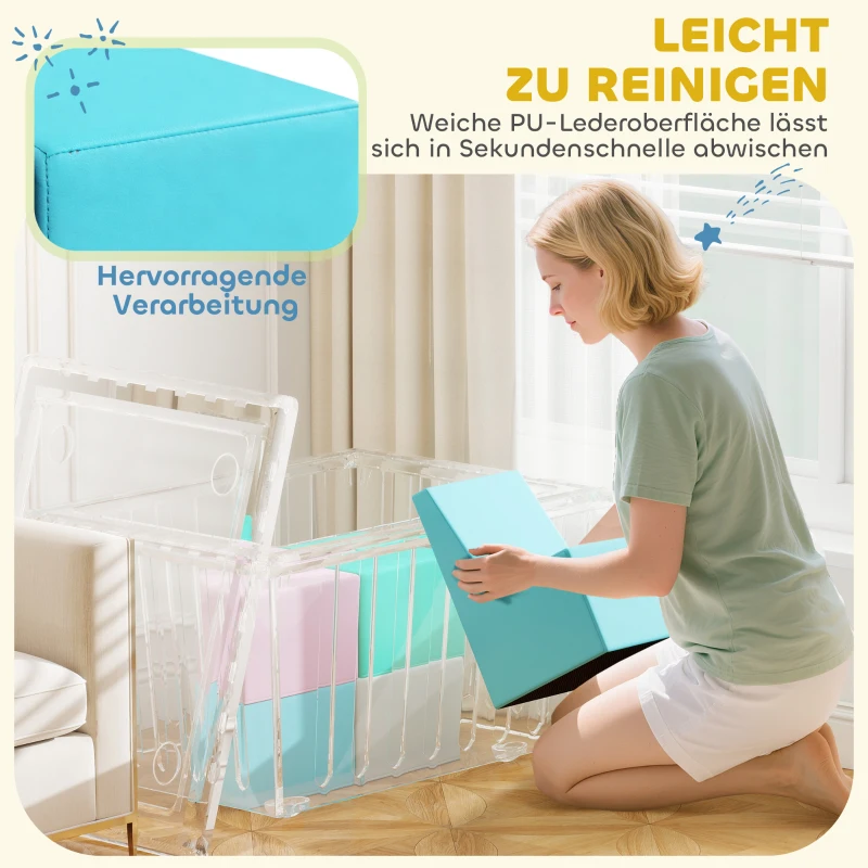 AIYAPLAY 8 TLG. Schaumstoff Bausteine Kinder Softbausteine mit Tisch- und Stuhldesign klettern Bauklötze aus PU Mehrfarbig