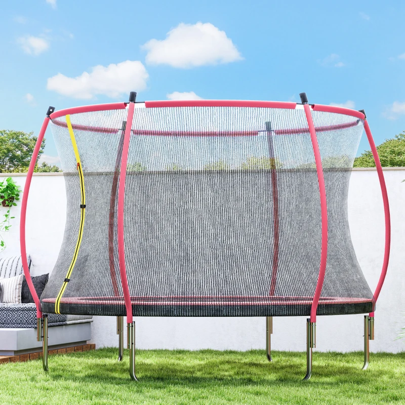 SPORTNOW 10ft Outdoor Trampoline with Enclosure Net, Spring Cover, Pink