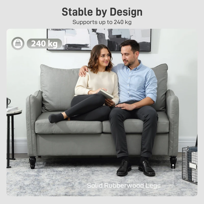 HOMCOM Faux Leather Marble-Effect Two-Seater Sofa - Grey