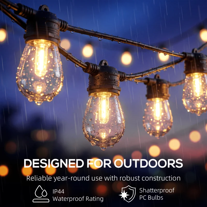 HOMCOM Kurtyna Świetlna RGBW, IP44 Wodoodporna, Dekoracja na Wnętrza i Na Zewnątrz