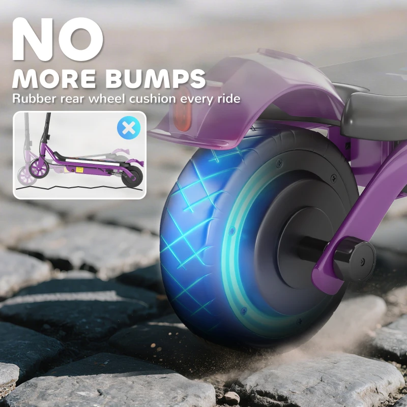 AIYAPLAY Electric Scooter for Kids Aged 6-14 Years, with Colourful Lights, Purple