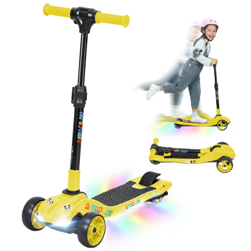 AIYAPLAY Three-Wheel Foldable Electric Scooter for Kids Aged 6-10 Years, Yellow