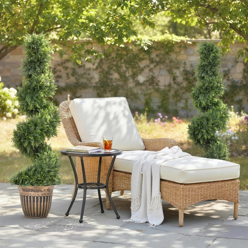 HOMCOM Set of 2 Artificial Plants, Topiary Spiral Cypressd Trees with Pot, for Home Indoor Outdoor Decor, 120cm