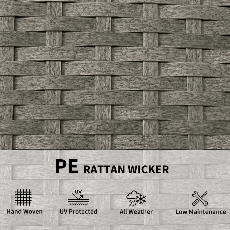 Outsunny Poly Rattan Ligstoel S-vormige Tuinligstoel met 5-voudig verstelbare Rugleuning, Hoofdkussen, Ademend en UV-bestendig