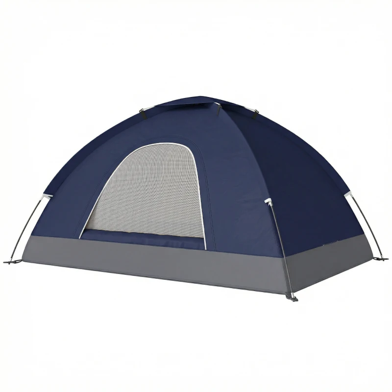 Outsunny 2 Person Camping Tent, Dome Tent with Zipped Doors, Storage Pocket, Portable Handy Bag, Navy Blue