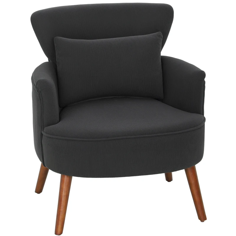 HOMCOM Corduroy Retro Accent Chair - Black