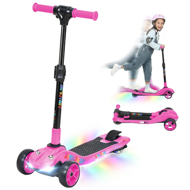 AIYAPLAY Three-Wheel Foldable Electric Scooter for Kids Aged 6-10 Years, Pink