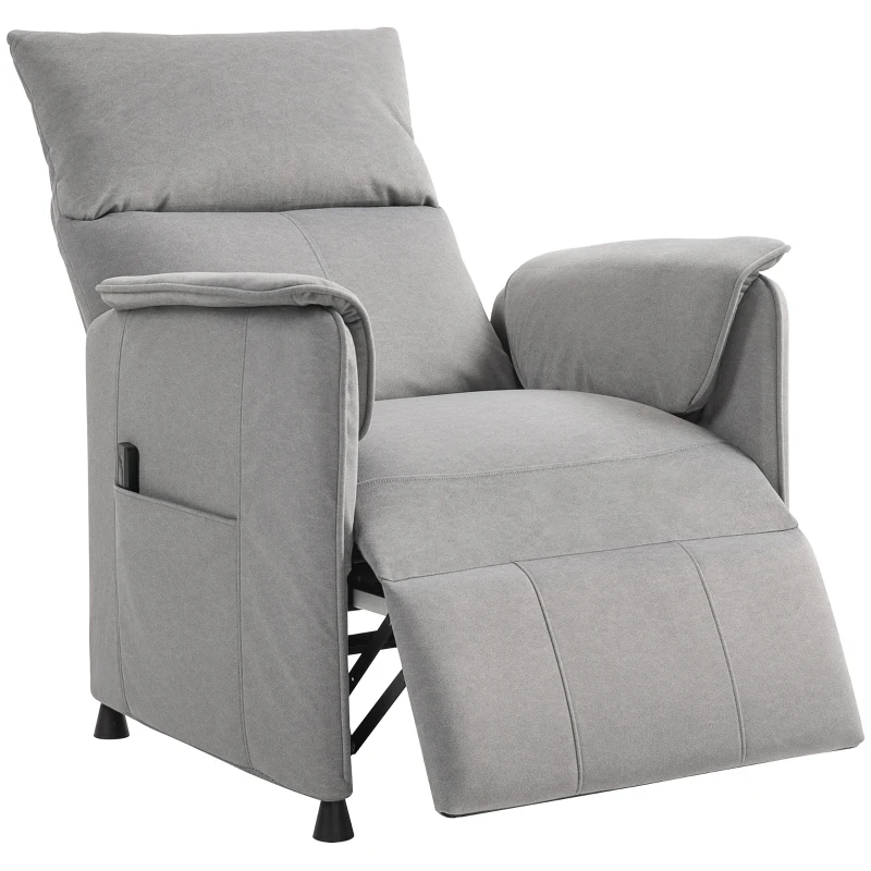 HOMCOM Power Recliner Chair, Reclining Chair with Remote, Pocket Springs, Silent Motor and Side Pockets, Grey