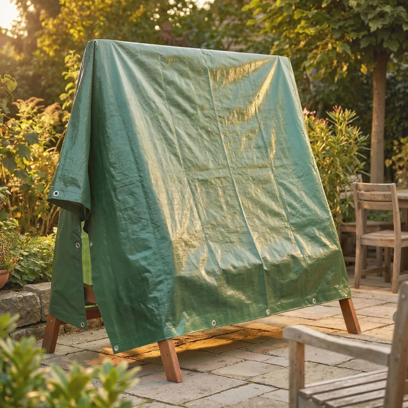 Outsunny 3 x 4m Waterproof Tarpaulin, 90GSM Tear-Resistant PE Tarp with Reinforced Grommets, UV Protected Cover