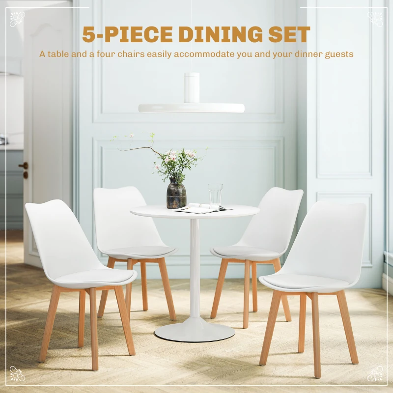 HOMCOM Five-Piece Modern Dining Set - White