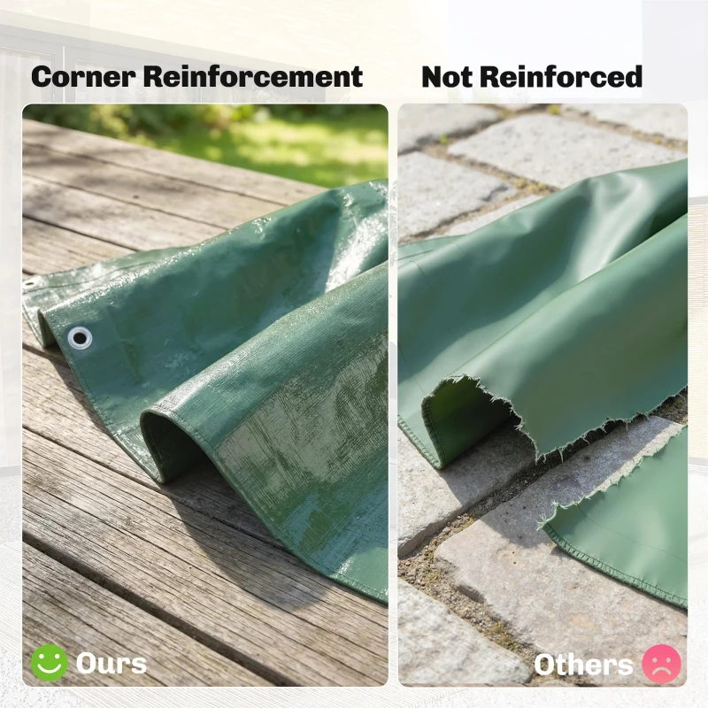 Outsunny 3 x 4m Waterproof Tarpaulin, 90GSM Tear-Resistant PE Tarp with Reinforced Grommets, UV Protected Cover