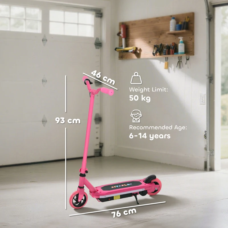 AIYAPLAY Electric Scooter for Kids 6-14 Years, with Colourful Lights, Pink