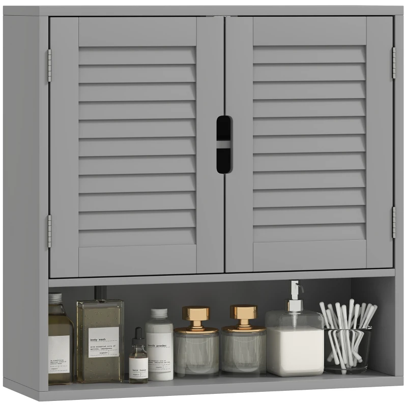 HOMCOM Bathroom Cabinet, Wall Mounted Storage Cabinet with Adjustable Shelves, 60 x 20 x 60 cm, Grey