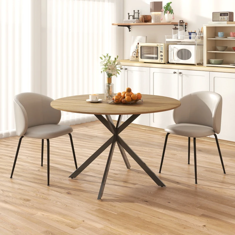 HOMCOM Dining Table for 4, 120 cm Industrial Kitchen Table with Wood Effect Tabletop and Steel Legs, Oak