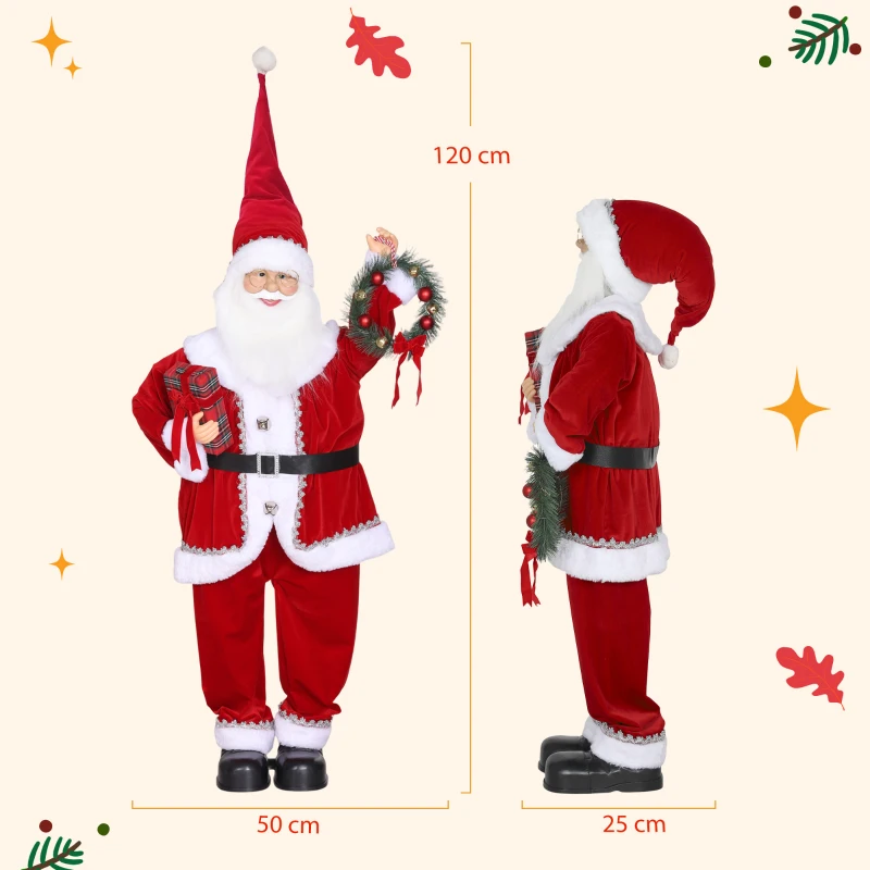 HOMCOM Dancing Santa Claus with Gift and Wreath, Play Music