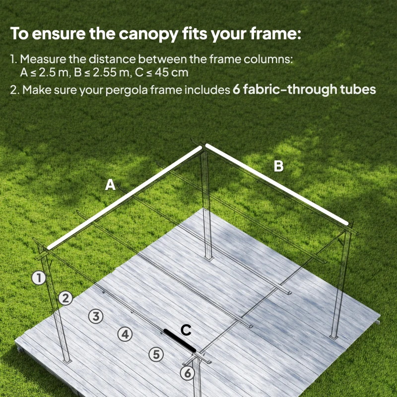 Outsunny Zamienne poszycie dachowe do pawilonów 3x3m, z otworami na wodę, 2,50 x 2,55 m, Ciemnoszary