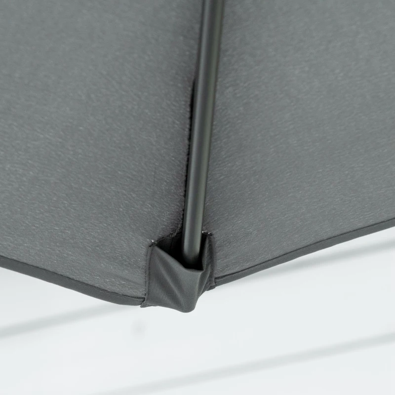 Outsunny Zweefparasol Ø293cm Zonnescherm met zijhendel Kruisvoet, Windbescherming Waterafstotend Donkergrijs