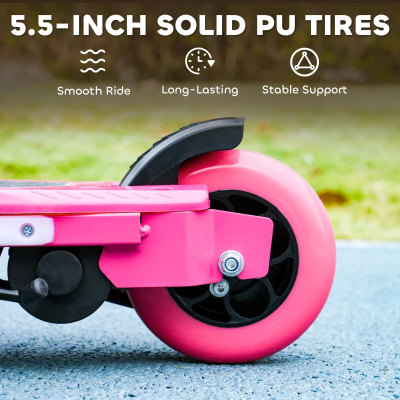 AIYAPLAY Electric Scooter for Kids 6-14 Years, with Colourful Lights, Pink