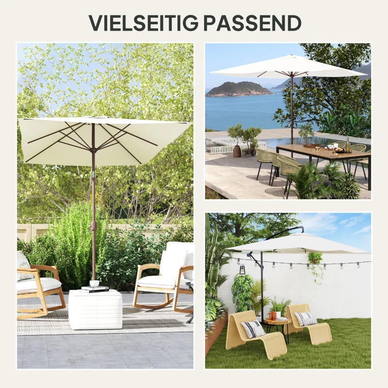 Outsunny Vervangend parasoldoek 2 x 3 m 6 baleinen UV50+ & waterdicht terrasparasol doek