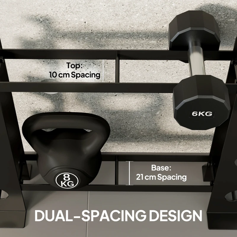 SPORTNOW 4-Tier Dumbbell Rack, Heavy-Duty Weight Rack for Dumbbells, Kettlebells and Multiple Balls, 200 KG Capacity, Black