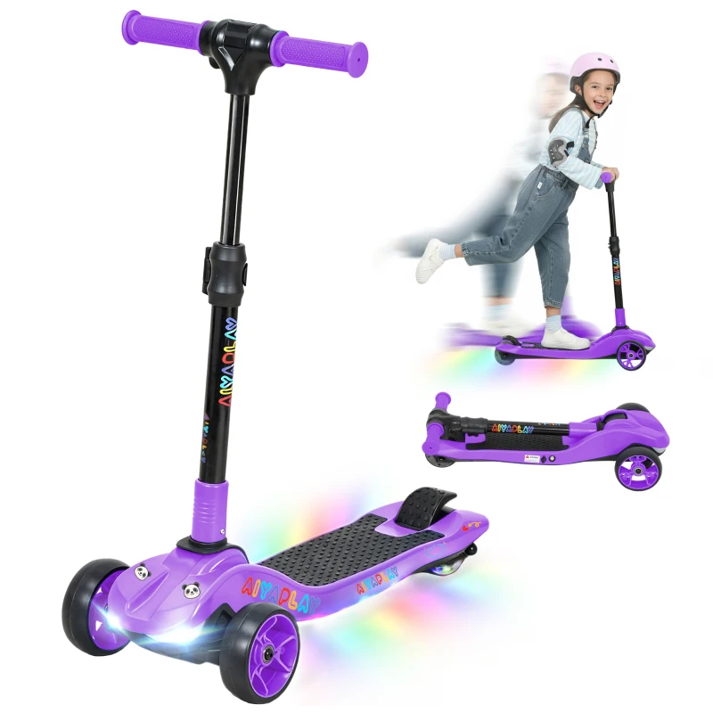 AIYAPLAY Three-Wheel Foldable Electric Scooter for Kids Aged 6-10 Years, Purple