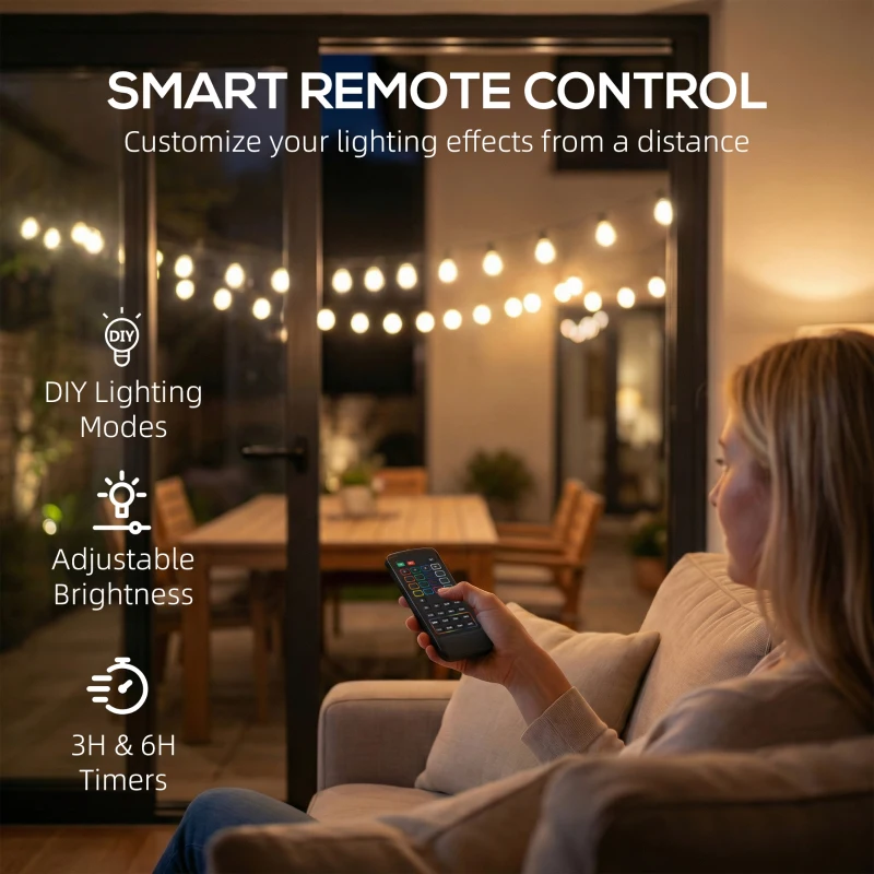 HOMCOM Kurtyna Świetlna RGBW, IP44 Wodoodporna, Dekoracja na Wnętrza i Na Zewnątrz