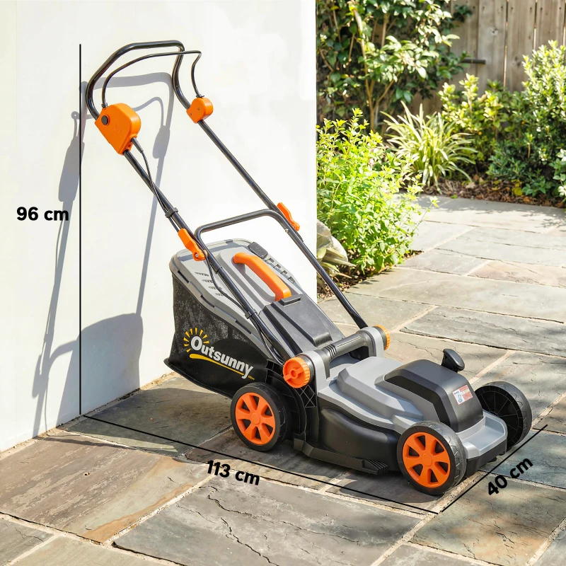 Outsunny Rasaerba a batteria 18V 700W con 2 batterie 4 Ah e taglio 34 cm, funzione mulching