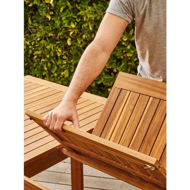 Ensemble repas de jardin - Table extensible + 8 chaises - Bois d'acacia - 8 places - LEVATA - Bocarnea