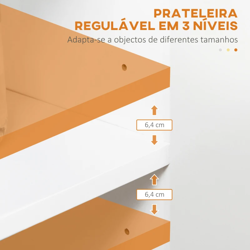 HOMCOM Aparador de Cozinha c/ Gaveta e 3 Prateleiras Abertas para Sala de Estar e Jantar Branco 110x29,5x82 cm