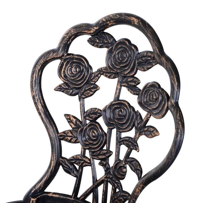 Outsunny 3 PC Bistro Set, Cast Aluminum, Steel-Bronze