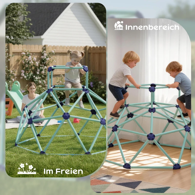AIYAPLAY Kletterkuppel Ø182,5cm UV-beständig, wasserdicht Kletterdom für Kinder bis zu 90 kg, für 3-8 Jahre Kunststoff Blau