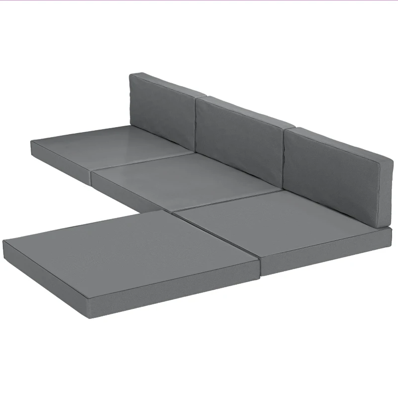 Outsunny 7-Piece Patio Furniture Cushions, Outdoor Loveseat Cushion with Removable Covers for Rattan Furniture, 60x60 cm, Dark Grey