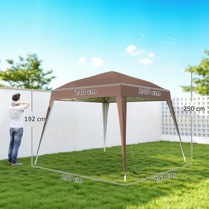 Outsunny Tenda Dobrável 3x3 m Tenda Pop-up de Jardim Altura Ajustável com Saco de Transporte Anti-UV Impermeável Castanho