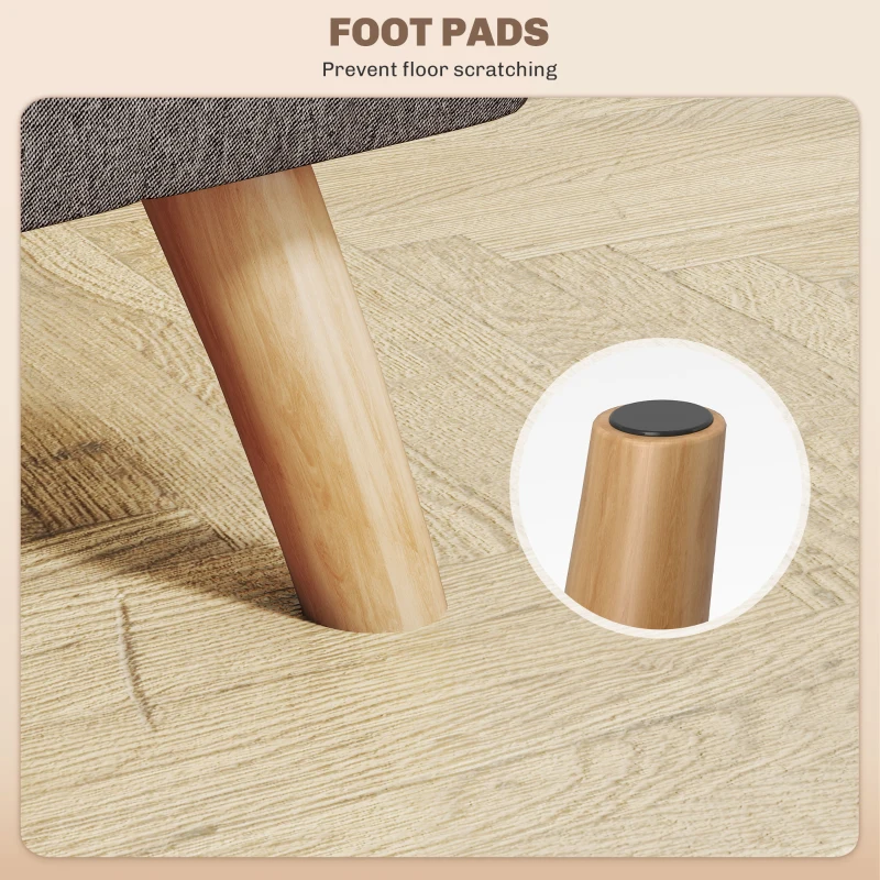 HOMCOM Podnóżek tapicerowany z wyglądem lnu, Nogi z drewna, Nośność do 110 kg, Szary