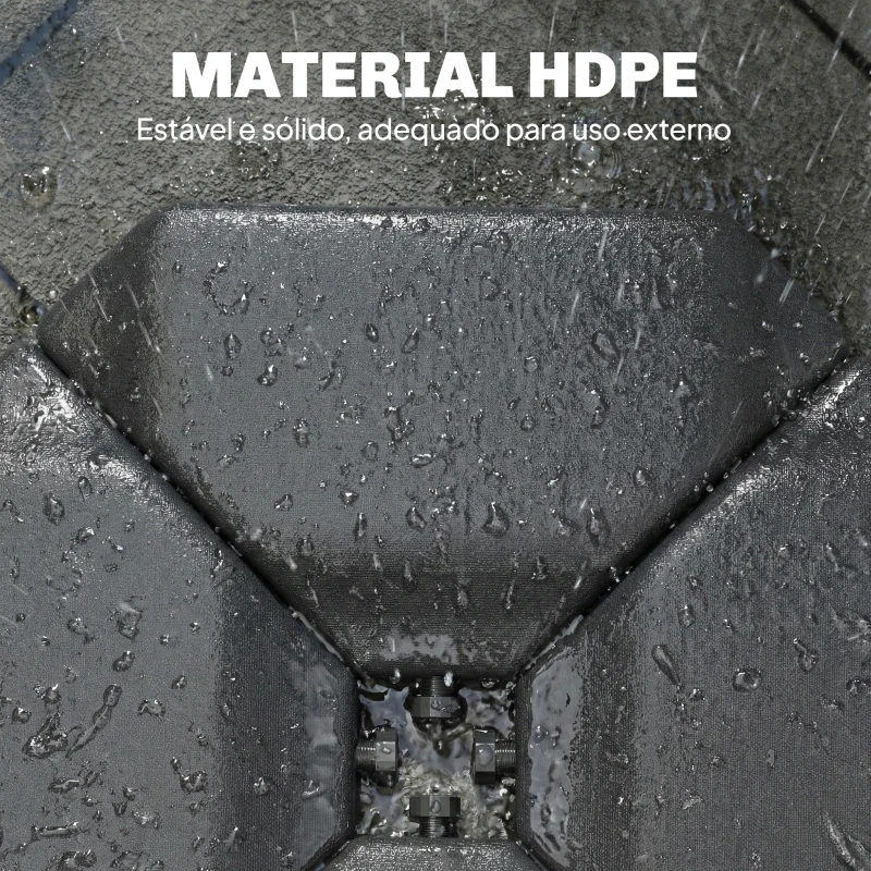 Outsunny Base para Guarda-sol de 4 peças para Cantilever Suporte para Guarda-sol de HDPE Reenchível com Água 77 kg ou Areia 100 kg