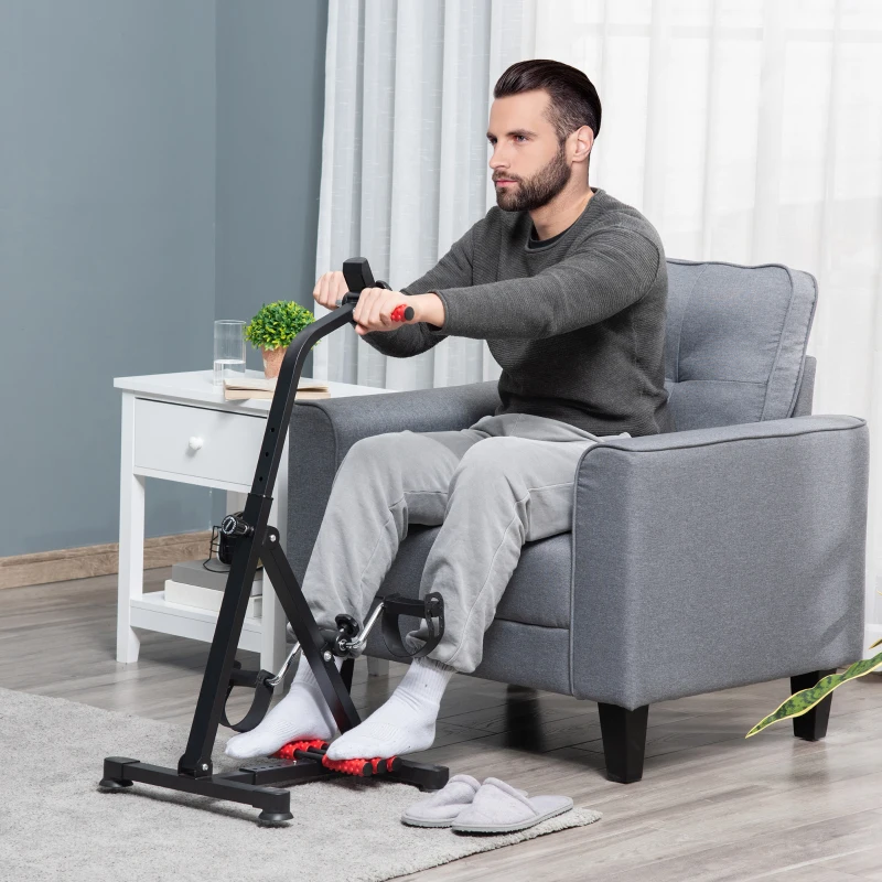 HOMCOM Portable Exercise Bike for Home Pedal Exerciser Height-adjustable 56L x 44- 56W x 75- 97H cm Black and Red