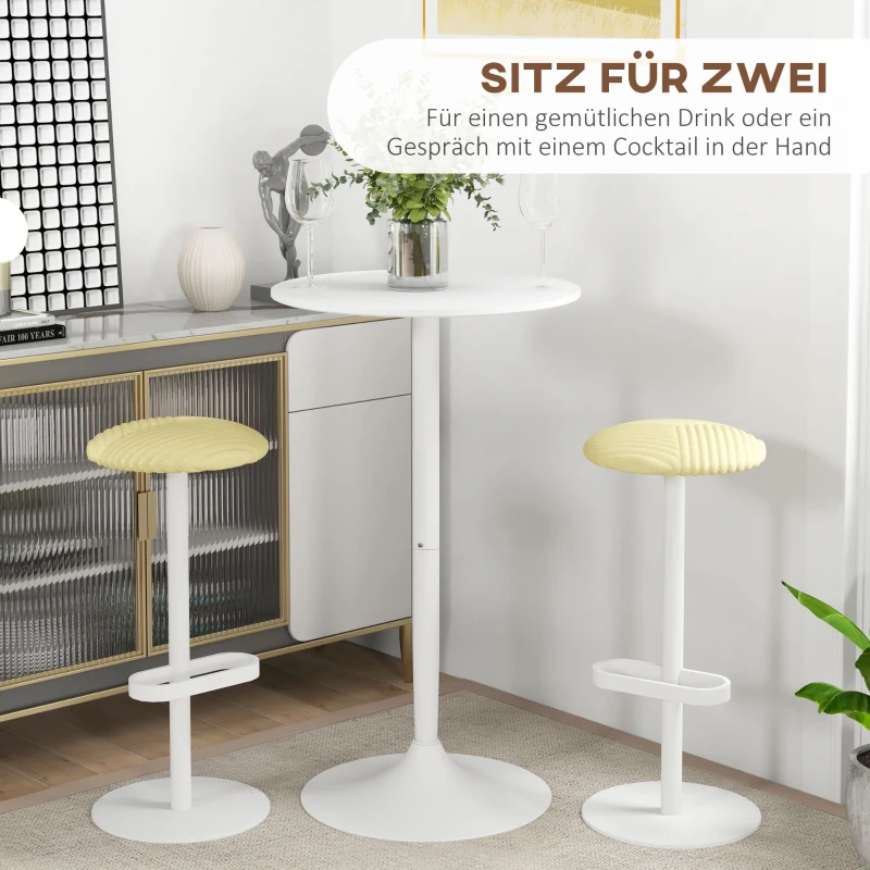 HOMCOM Bartisch Stehtisch, Tisch für 2 Personen, 60 x 60 x 102 cm, Weiß