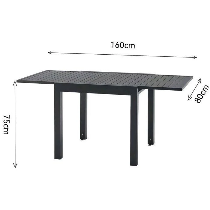 Table de jardin extensible 6 personnes SOLOMA - SOLOMA - Aluminium - 80/160 x 80 x 75 cm