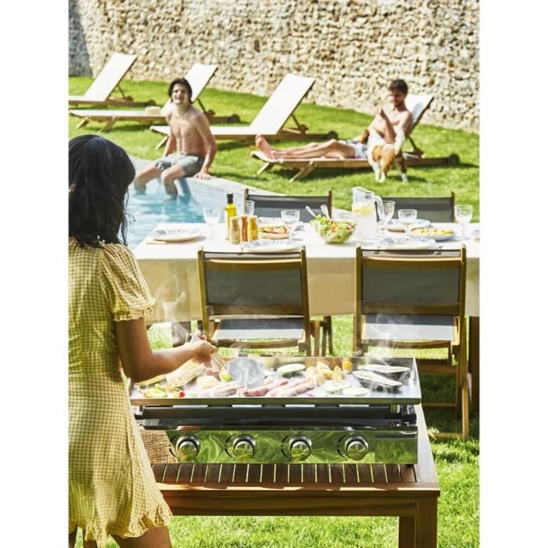 COOKING BOX Plancha a gaz BRASILIA - 4 feux - 10kW - 84x41x24,5 cm - Tout inox - Surface cuisson: 84x34 cm