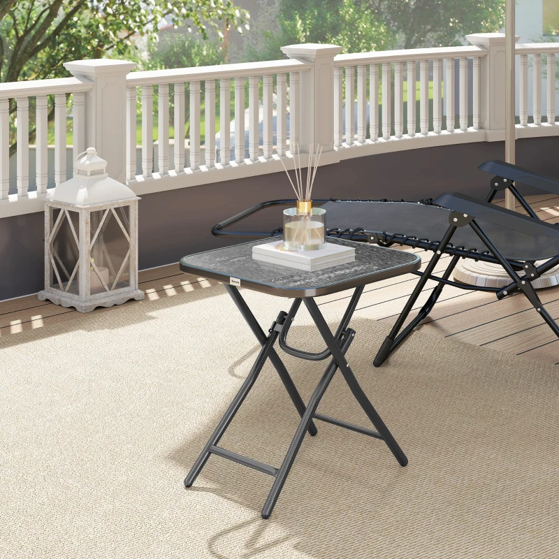 Outsunny Foldable Garden Table Square Folding Table for Patio Garden 45 x 45 x 50Hcm Black