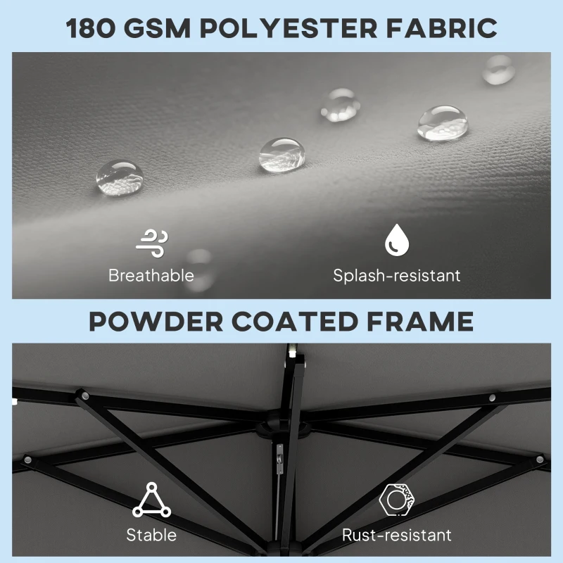 Outsunny 2.6 m Half Garden Parasol with Solar LED Lights, UPF50+ Semi Round Umbrella with 30° Tilt, Crank Handle, Dark Grey