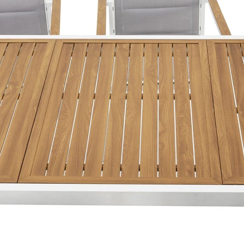 Ensemble repas de jardin LOUNA 8 personnes en aluminium - Table extensible + 8 fauteuils