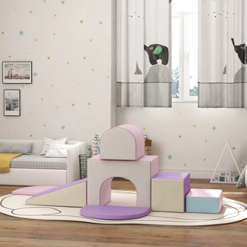 HOMCOM 7PCS Module motricité bébé parcours motricité bébé en mousse EPE pour enfants d'âge préscolaire, multicolore