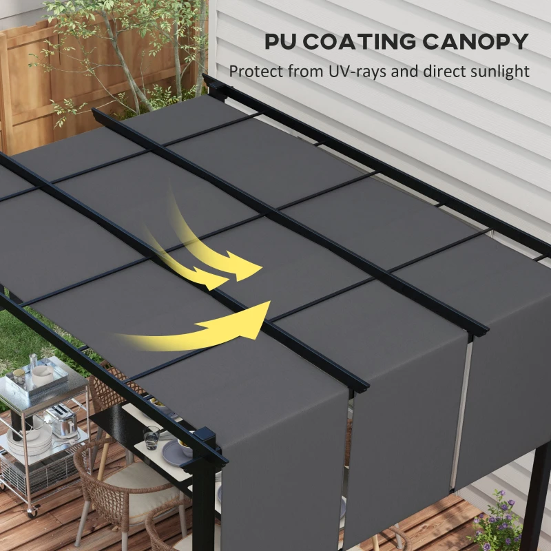 Outsunny Pergolă Gazebo 3x3.5 m cu 3 Acoperișuri Reglabile din Oțel și Poliester Anti-UV, Gri
