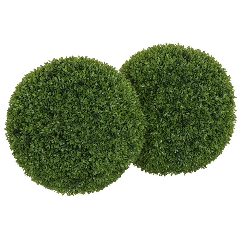 HOMCOM Set de 2 Plante Artificiale din Buxus în PE, Ø40 cm, pentru Interior și Exterior, Verde
