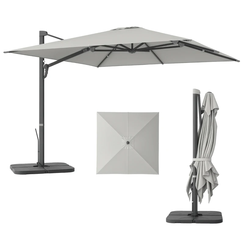 Aluminiowy parasol ogrodowy 3x3m, obrót 360°, z korbką