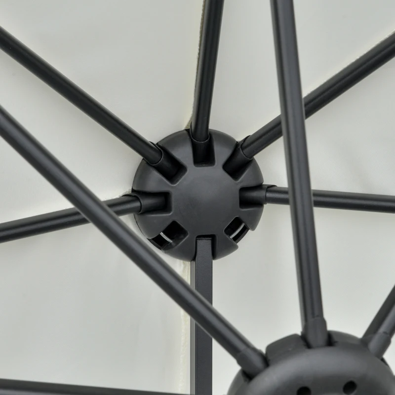 Outsunny Halfronde parasol 1,9 x 2 m dubbele parasol met handslinger en voet Cremewit